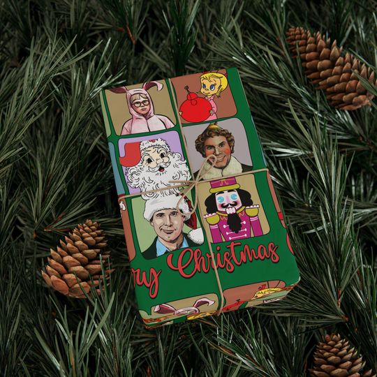Funny Christmas Movie Wrapping Paper, Silly Xmas Gift Wrap