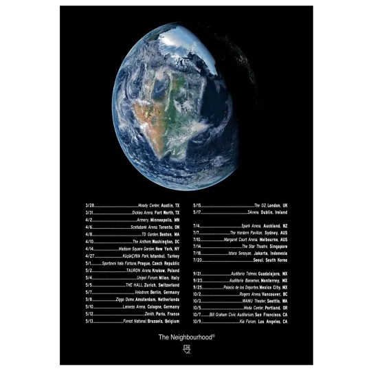 Discover The Neighbourhood World Tour 2026 Earth Poster
