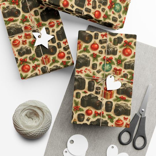 Discover Vintage Camera Christmas Gift Wrap, Photography Pattern Wrapping Paper