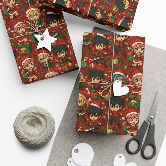 Discover Chibi Christmas Characters Gift Wrap, Holiday Wrapping Sheets