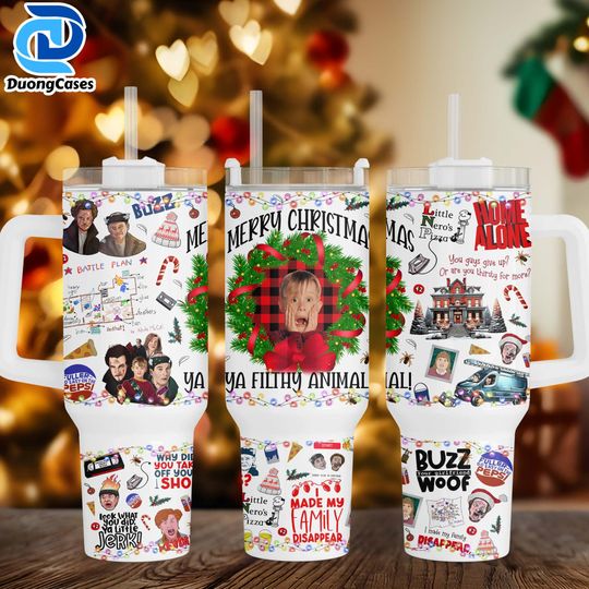 Discover Funny Holiday Movie Christmas 40oz Tumbler Sublimation, Merry Christmas 40 oz Straight Tumbler Wrap, Movie Kid Alone Skinny Tumbler Design