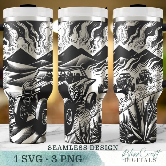 Discover RZR Racing Dunes 40oz Tumbler Wrap, Sand Flames  , Seamless Desert Race Laser Engraved Design