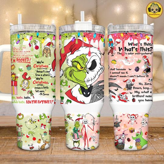 Discover Christmas Cartoon Bougie 40oz Tumbler Wrap, Retro Christmas My Day Stanely Tumbler  , Nightmare Christmas Movie Quencher Tumbler