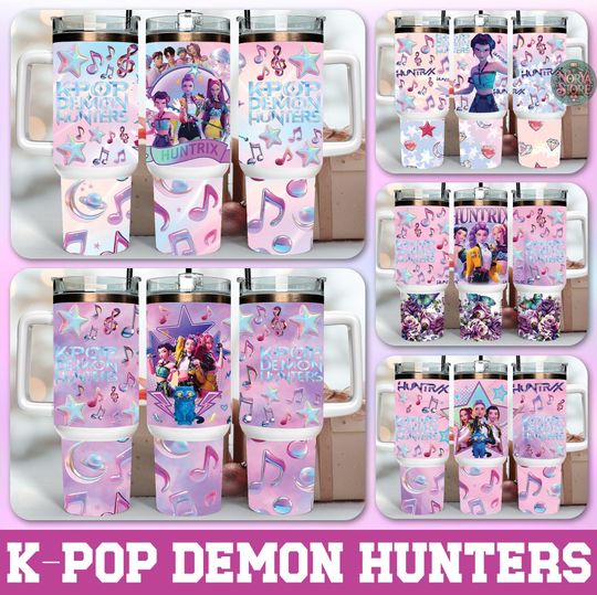 20+ Huntrix 40oz Tumbler Wrap  Bundle, Huntrix Fan Tumbler, Mira Rumi Zoey Tumbler, Kpop Demon Hunters Tumbler, Kpop Fan ArtTumbler
