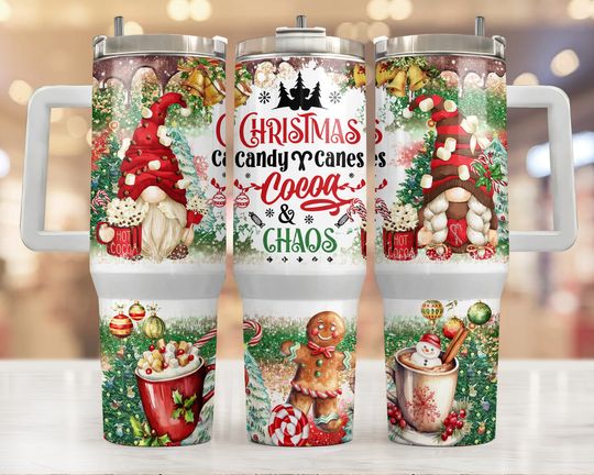 Discover Christmas Gnome Cocoa 40oz Tumbler Wrap  , Merry Christmas 2 pieces 40 oz Tumbler  , Christmas Tumbler 40oz  , Sublimation Designs