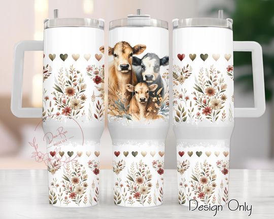 Discover 40 Oz Cow Tumbler Wrap  : Country Floral Heart Tumbler Sublimation Design