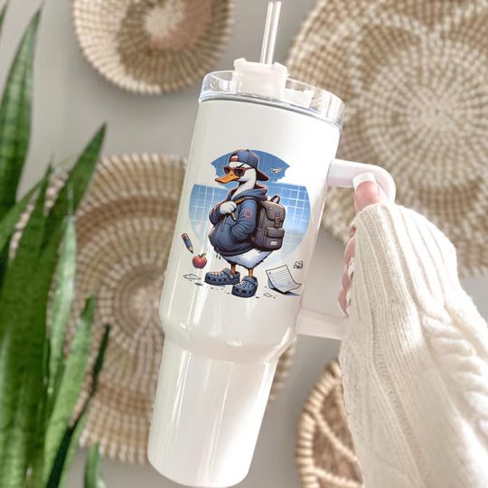 Discover Back to School Duck 40oz Tumbler  | Funny Animal Sublimation Design