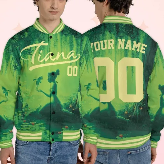 Discover Personalized The Princess And The Frog Fairytale Tiana Green Baseball Jacket