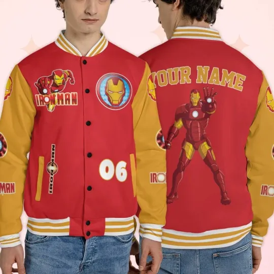 Personalized Awesome Iron Man Supehero Gift For Fan Christmas Baseball Jacket