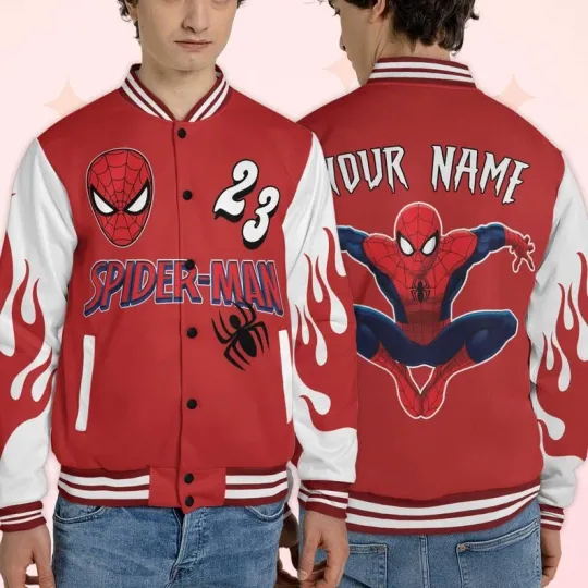 Discover Personalized Spiderman Superhero Festive Holiday Christmas Gift Baseball Jacket