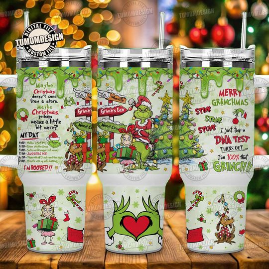 Discover Christmas Character 40oz Tumbler Png, Green Guy Holiday Tumbler Wrap Png, Whoville Movie 40oz Digital Design, Sublimation File