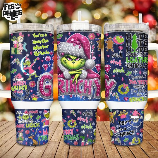 Discover Funny Green Character 40oz Tumbler Wrap PNG, Merry Christmas Holiday Movie Wrap, Retro Mean Guy Skinny Tumbler Design