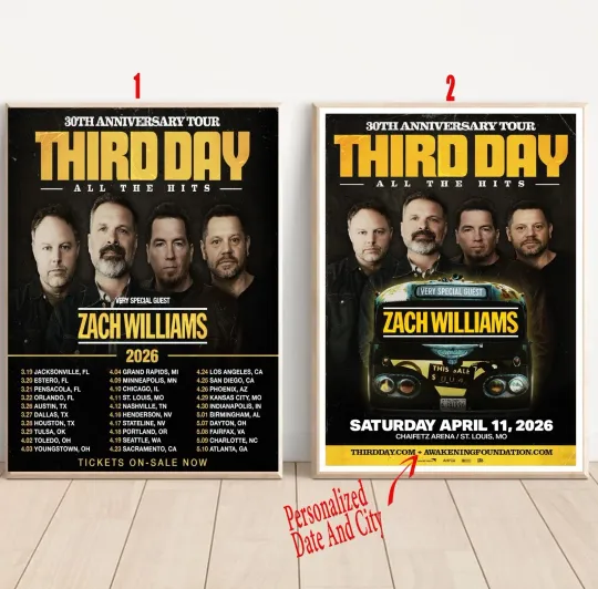 Discover THIRD DAY - 30th Anniversary Tour 2026 Poster, Custom Date and City tour