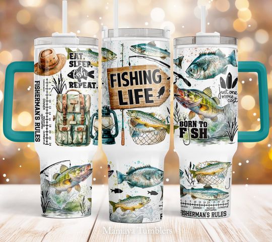 Discover Fishing life 40oz Quencher tumbler sublimation design Bass fish Fisherman quote Wrap