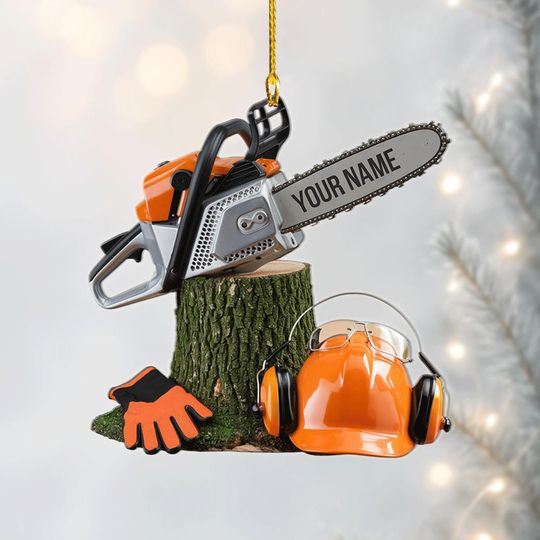 Discover Custom Arborist Chainsaw Christmas Ornament 2025, Personalized Tree Climber 2D Flat Acrylic Decor, Gift for Lumberjacks & Loggers
