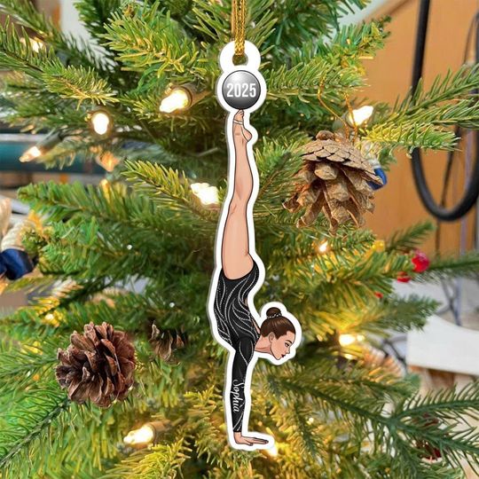 Discover Personalized Girls Gymnastic Acrylic Ornament, Custom Gymnast Christmas Tree Decoration, Gift for Kid Girls and Gymnastics Lovers