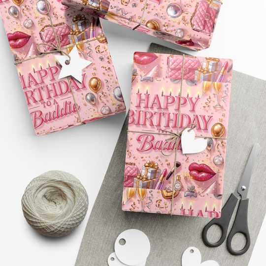 Discover Happy Birthday Baddie Gift Wrap, Girly Party Paper