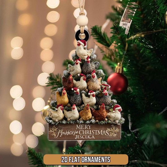 Discover Personalized Chicken Ornament, Custom Farm Animal Xmas Tree Ornament, Country Barn Decor, Gift for Farmers, Chicken Lovers & Homesteaders
