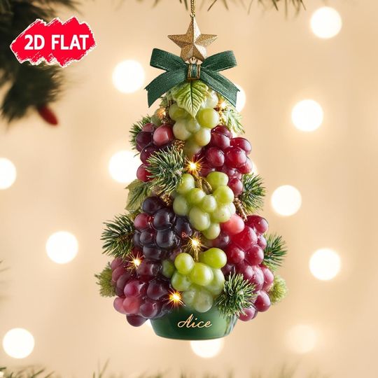 Discover Custom Grape Christmas Tree Ornament, Personalized Shaped Grape Tree Hanging Decor, Gift for Wine Lovers and Gardeners, Fruit Lovers
