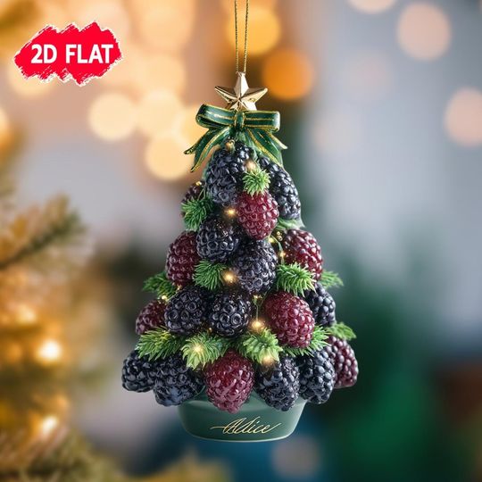 Discover Personalized Mulberry Shaped Christmas Tree Ornament, Custom Name Fruit Christmas Gift, Gardener Farmer Xmas Tree Keepsake, Fruit Lovers