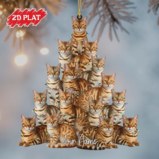 Discover Custom Name Bengal Cat Christmas Ornament, Personalized Hanging Cats Ornament, Pets Ornament 2025, Gift For Cat Lovers, Cat Mom Gifts