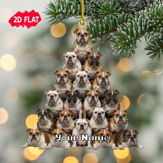 Discover Personalized Bulldog Christmas Ornament, Custom Name Hanging Bulldogs Ornament, Pets Ornament 2025, Bulldog Lovers Gift