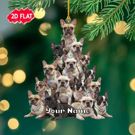 Discover Personalized French Bulldog Christmas Ornament, Custom Name Hanging Bulldog Ornament, Pets Ornament, French Bulldog Lovers Gift 2025