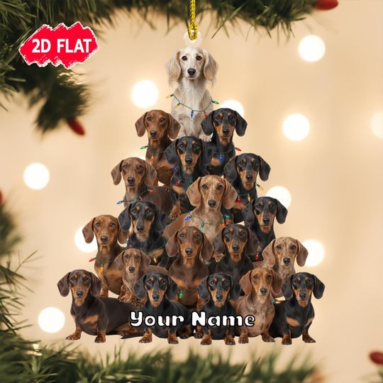 Discover Custom Name Dachshund Dog Christmas Ornament, Personalized Hanging Dachshund Ornament, Pets Ornament, Dachshund Lovers Gift 2025
