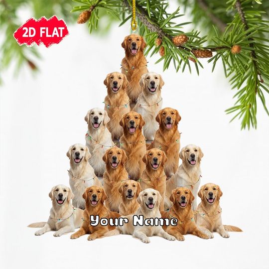 Discover Personalized&nbsp;2d Flat Golden Retriever Dog Christmas Ornament, Custom Hanging Golden Retriever Ornament, Pets Ornament, Dog Lovers Gift 2025