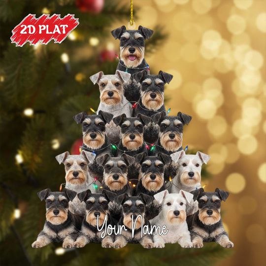 Discover Personalized 2D FLAT Schnauzer Christmas&nbsp; Ornament, Custom Schnauzer Dog Xmas Hanging Decor, Pets Ornament 2025, Schnauzer Lovers Gift