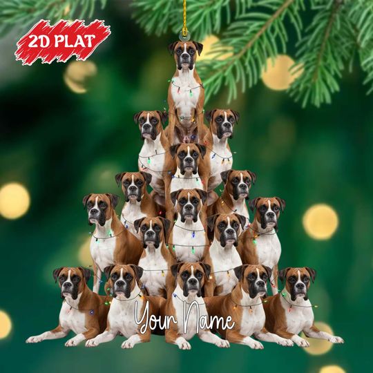 Discover Personalized 2D FLAT Boxer Christmas&nbsp; Ornament, Custom Boxer Dog Xmas Hanging Decor, Pets Ornament 2025, Boxer Dog Lovers Gift