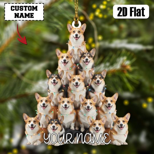 Discover Custom Corgi Dog Christmas Ornament, Personalized Hanging Corgi Ornament, Cute Pets Ornament 2025, Corgi Gift, Gift for Dog Mom