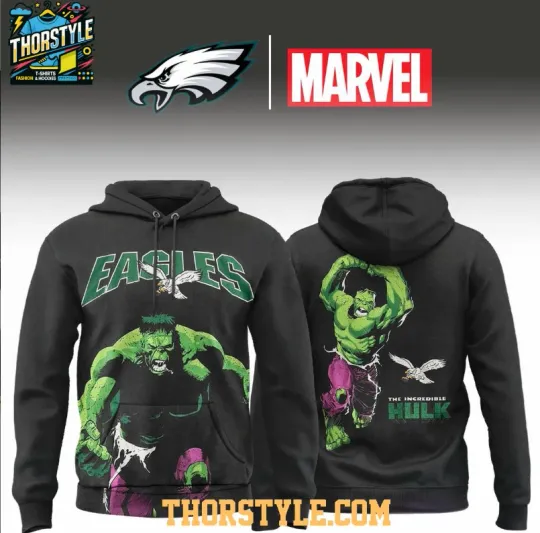 Eagles The Incredible Hulk 2025 Marvel X football 3D Hoodie