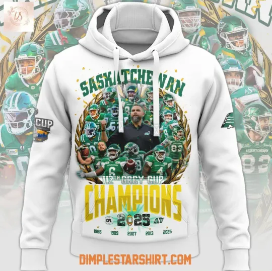 Saskatchewan Roughrider 112Th Grey Cup 2025 Champions 3D Hoodie
