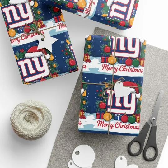 Discover Giants Football Merry Christmas Sports Gift Wrap, Holiday Present New York