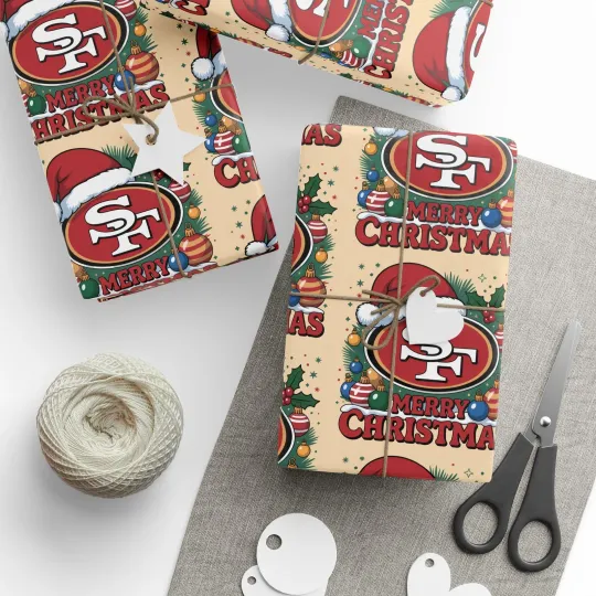 Discover San Francisco Football Merry Christmas Sports Gift Wrap, Holiday Present 49ers