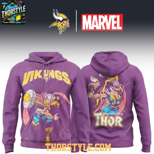 Minnesota Viking Thor 2025 Marvel X football 3D Hoodie