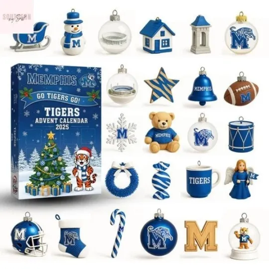 Discover HOT!!Memphis Tigers 2025 2D Flat Acrylic Advent Calendar Holiday Countdown