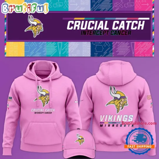 Discover football Minnesota Viking Crucial Catch Pink Breast Cancer Awareness 3D Hoodie