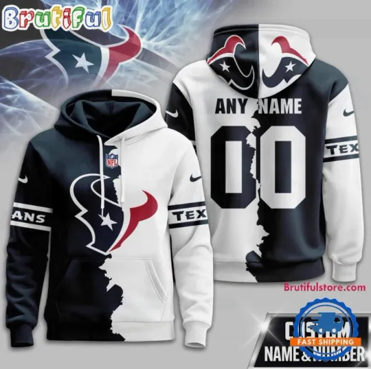 Discover Custom Houston Texan 2025 football Victory Split 3D Hoodie