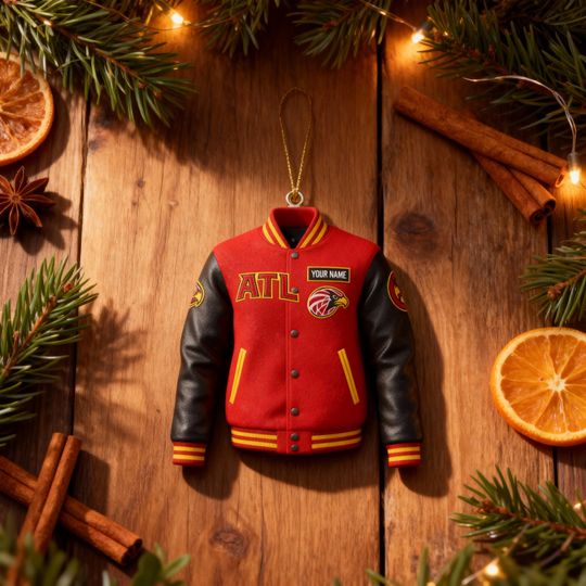 Discover Personalized Atlanta Basketball Varsity Jacket Ornament  Sports Fan Gift