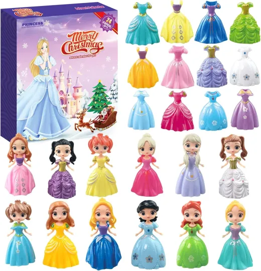 Discover Advent Calendar 2025 for Kids Princess Set for Girls Doll Christmas Gifts Presen