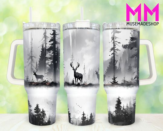 Discover Hunting Deer 40oz Tumbler   , Deer Forest Tumbler 40oz  , Hunting 40oz Tumbler Wrap, Hunting Dad 40oz Quencher Tumbler