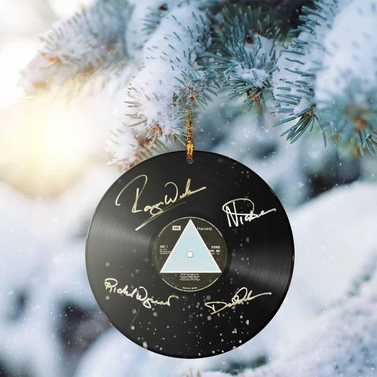 Discover Pink Floyd Dark Side of the Moon Signed Vinyl Record Ceramic Ornament