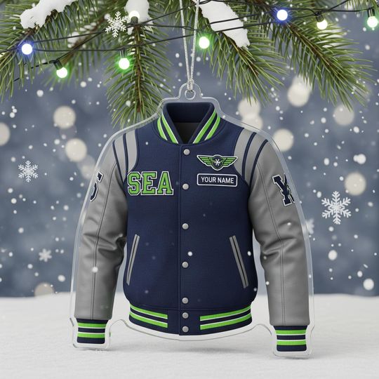 Seahawks Football Christmas Ornament, Xmas Tree Decor, Gift for Football Fans, Sports Keepsake