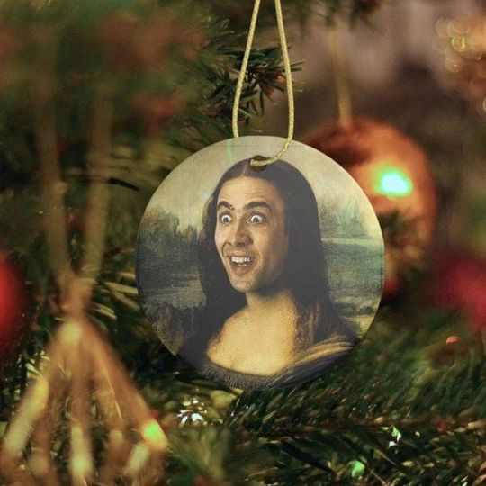 Dirty Christmas Mona Lisa Nicolas Ceramic Ornament