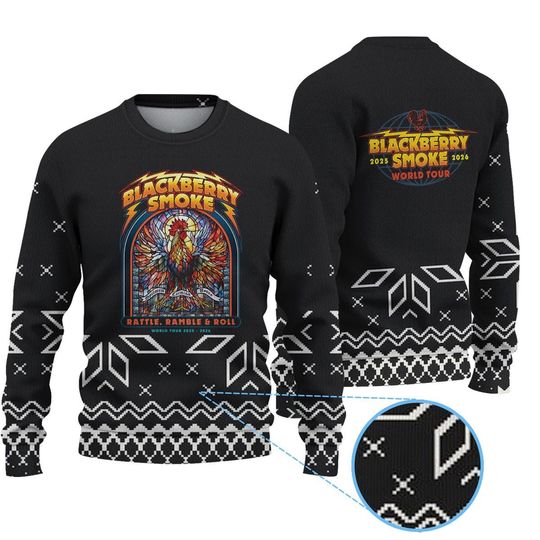 Discover Blackberry Smoke 2025-2026 World Tour Official Band Merchandise Sweater with Retro Rock Graphics