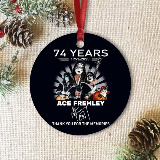 Discover Frehley Tribute Ceramic Ornament with Classic Guitar Illustration
