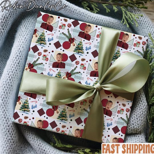 Home Alone Christmas Wrapping Paper, Christmas Movie Home Alone Wrapping Paper, Kevin Harry Marv Xmas Gift Wrap, Festive Holiday Presents