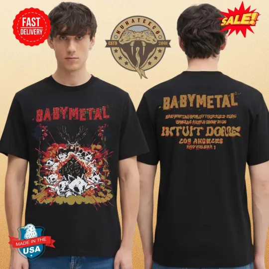 Babymetal World Tour 2025/2026 Kogitsune Strike LA Double Sided T-Shirt November 1 2025